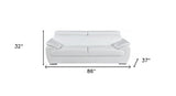 86" White Leather Sofa With Silver Legs - Homeroots - Flyclothing LLC