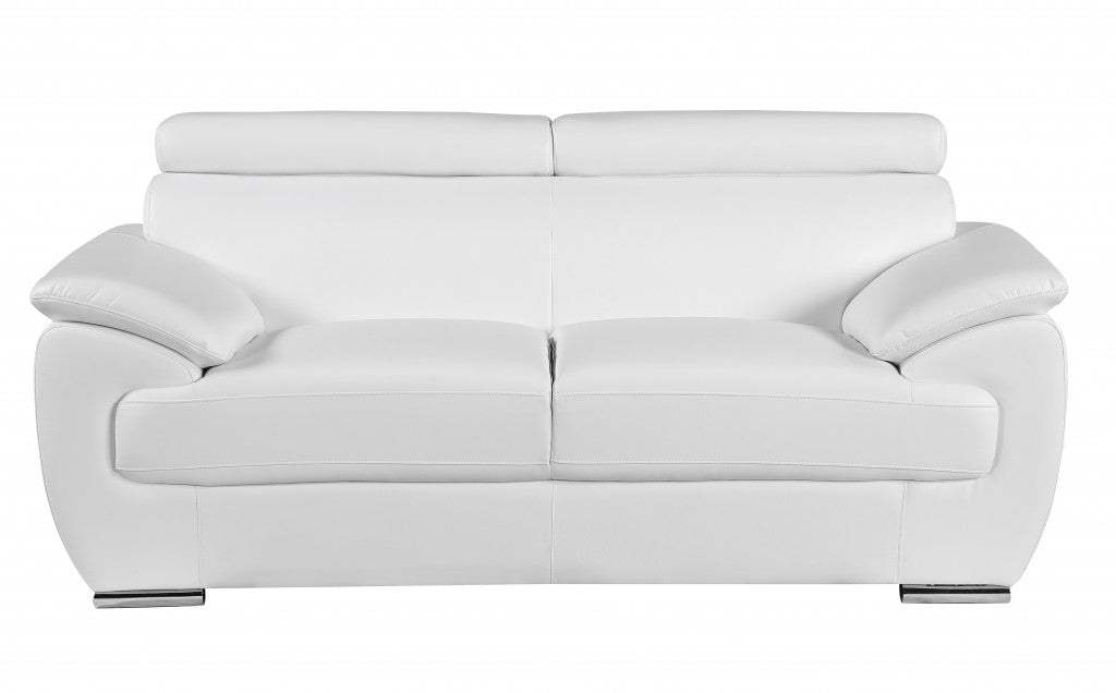 69" White And Silver Faux Leather Loveseat - Homeroots - Flyclothing LLC
