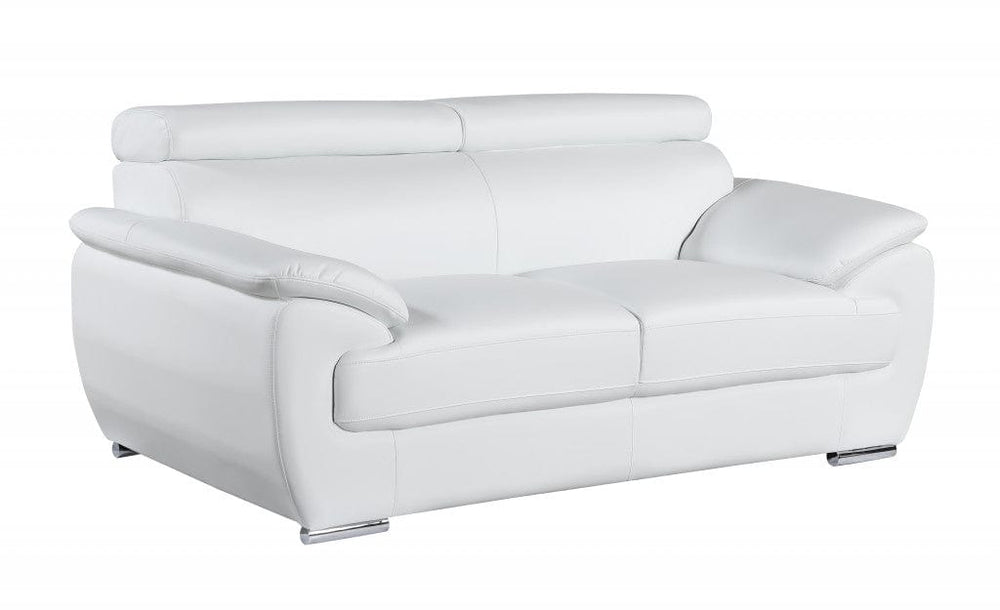 69" White And Silver Faux Leather Loveseat - Homeroots - Flyclothing LLC