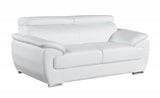 69" White And Silver Faux Leather Loveseat - Homeroots