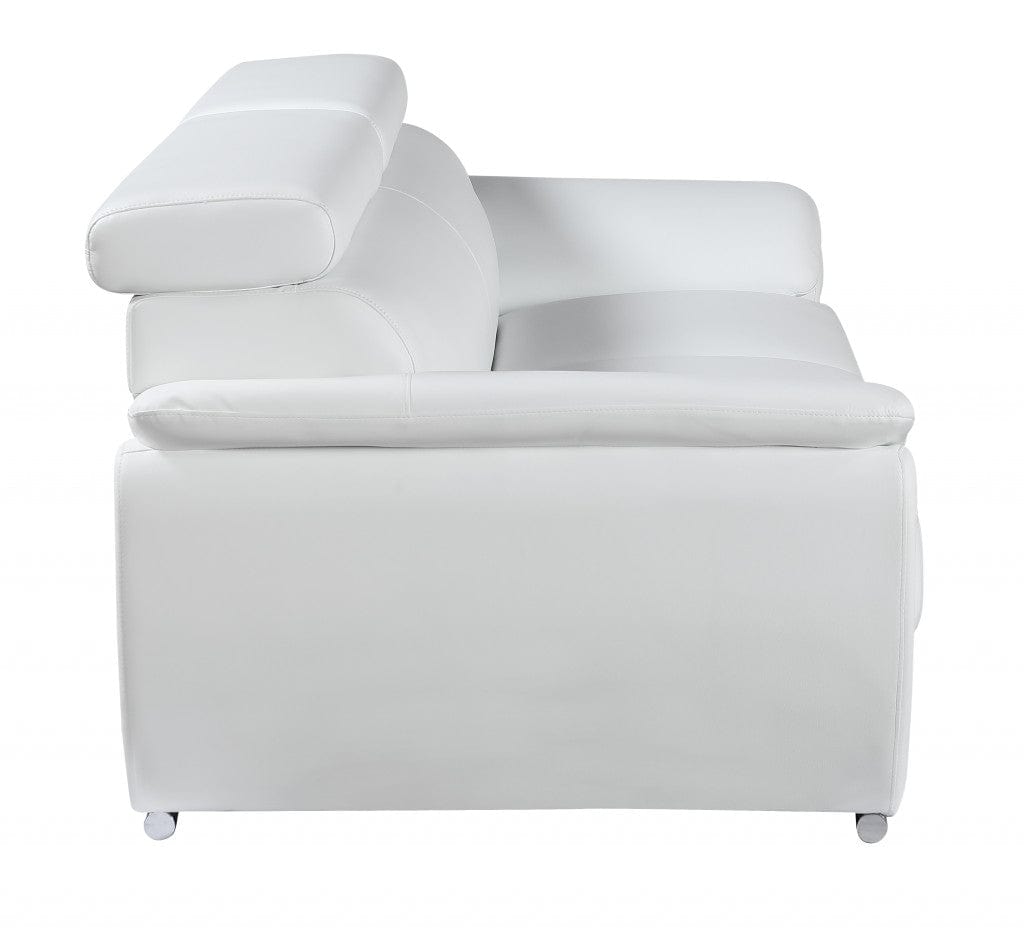 69" White And Silver Faux Leather Loveseat - Homeroots - Flyclothing LLC