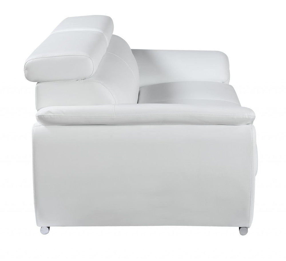 69" White And Silver Faux Leather Loveseat - Homeroots - Flyclothing LLC