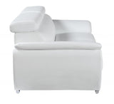 69" White And Silver Faux Leather Loveseat - Homeroots - Flyclothing LLC