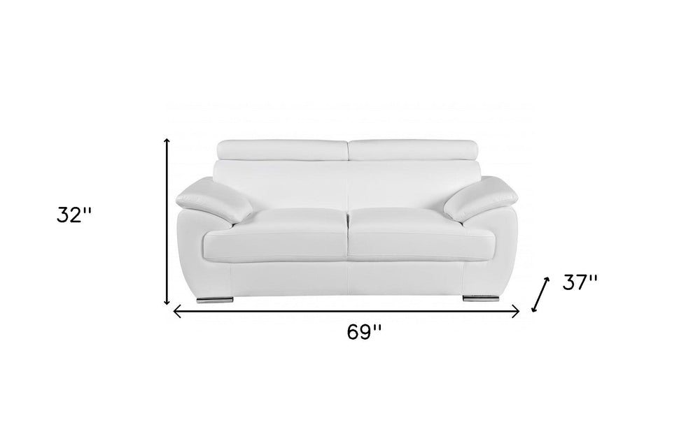 69" White And Silver Faux Leather Loveseat - Homeroots - Flyclothing LLC