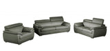 Three Piece Indoor Gray Genuine Leather Six Person Seating Set - Homeroots