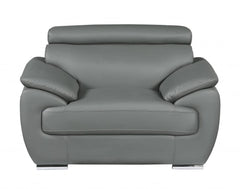 Three Piece Indoor Gray Genuine Leather Six Person Seating Set