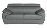 Three Piece Indoor Gray Genuine Leather Six Person Seating Set - Homeroots
