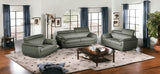 Three Piece Indoor Gray Genuine Leather Six Person Seating Set - Homeroots