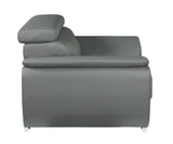 86" Gray Leather Sofa With Silver Legs - Homeroots
