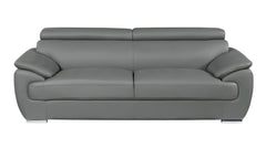 86" Gray Leather Sofa With Silver Legs