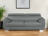 86" Gray Leather Sofa With Silver Legs - Homeroots
