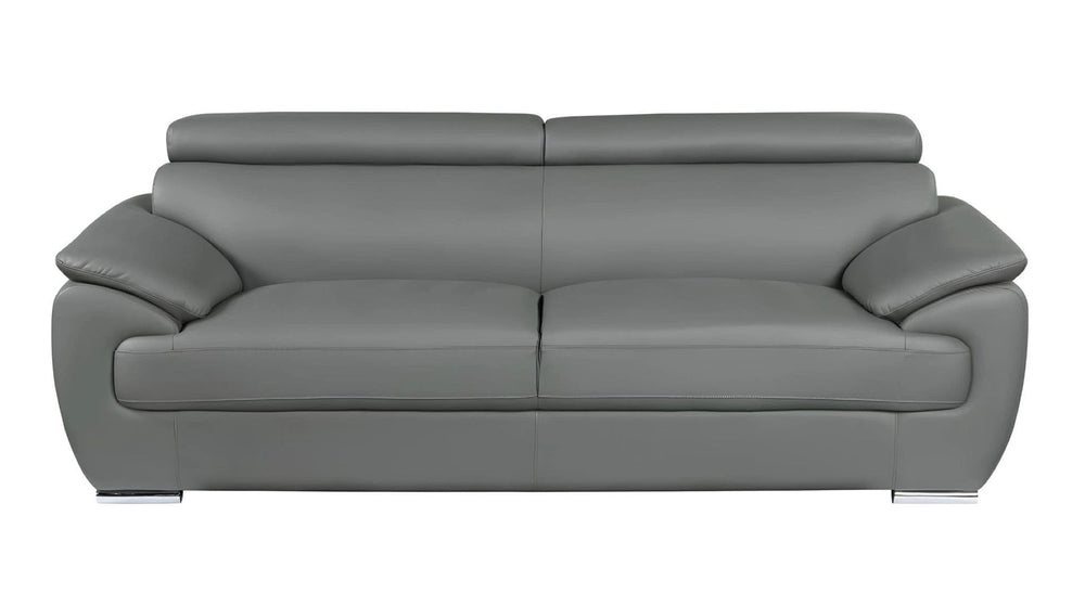 86" Gray Leather Sofa With Silver Legs - Homeroots