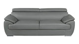 86" Gray Leather Sofa With Silver Legs - Homeroots
