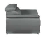 69" Gray And Silver Faux Leather Loveseat - Homeroots