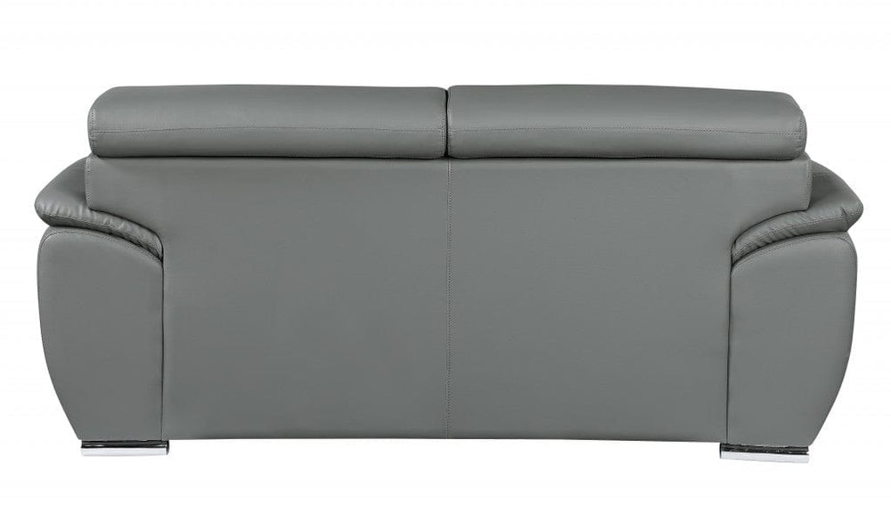 69" Gray And Silver Faux Leather Loveseat - Homeroots - Flyclothing LLC