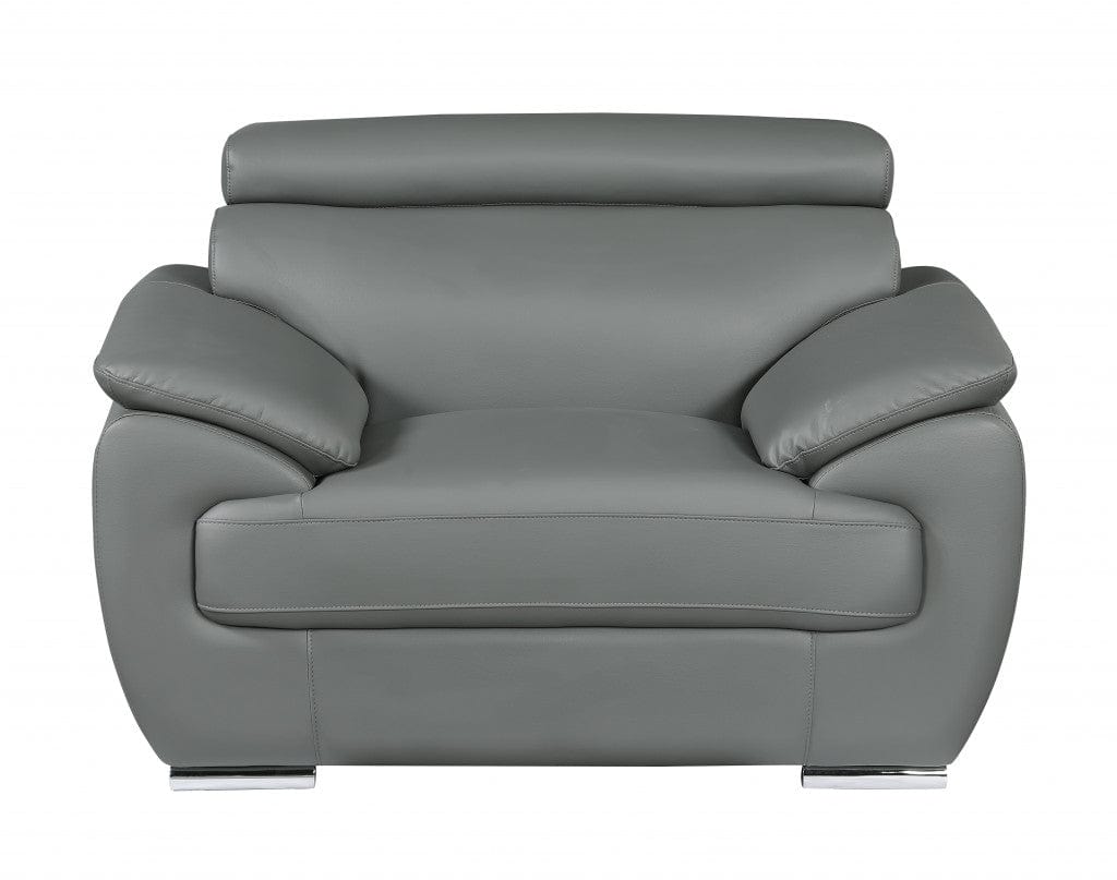 32" To 38" Grey Captivating Leather Chair - Homeroots - Flyclothing LLC