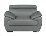32" To 38" Grey Captivating Leather Chair - Homeroots - Flyclothing LLC