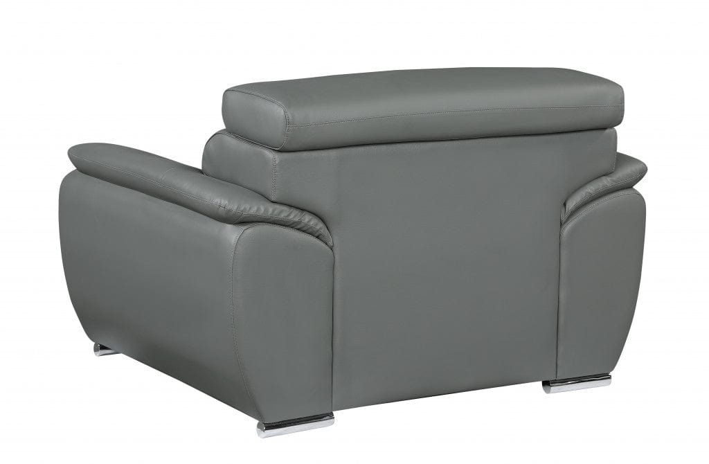 32" To 38" Grey Captivating Leather Chair - Homeroots - Flyclothing LLC