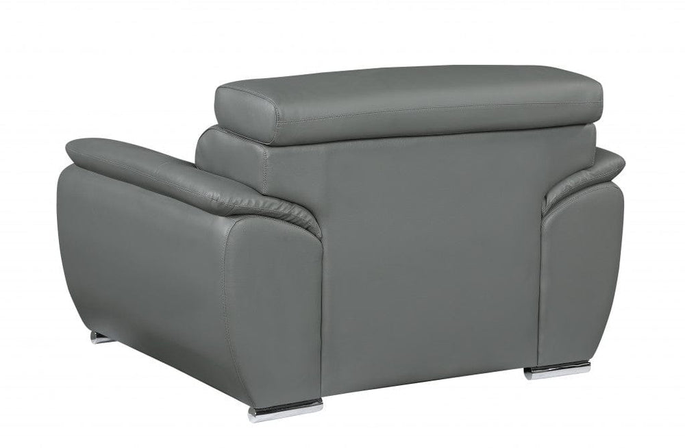 32" To 38" Grey Captivating Leather Chair - Homeroots