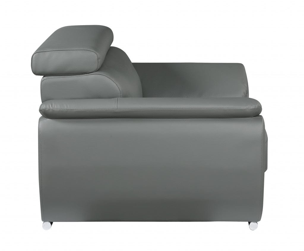 32" To 38" Grey Captivating Leather Chair - Homeroots - Flyclothing LLC
