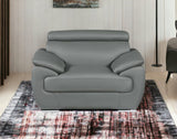32" To 38" Grey Captivating Leather Chair - Homeroots