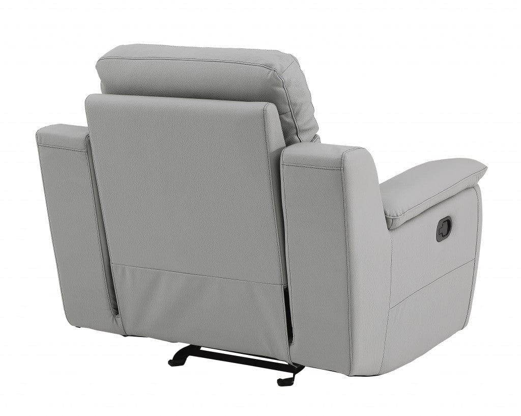 41" Grey Fascinating Leather Reclining Chair. - Homeroots - Flyclothing LLC