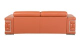 89" Camel Italian Leather Sofa With Silver Legs - Homeroots
