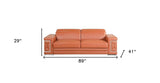 89" Camel Italian Leather Sofa With Silver Legs - Homeroots - Flyclothing LLC