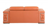 71" Camel And Silver Genuine Leather Love Seat - Homeroots
