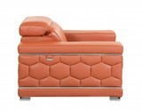 71" Camel And Silver Genuine Leather Love Seat - Homeroots - Flyclothing LLC
