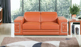 71" Camel And Silver Genuine Leather Love Seat - Homeroots
