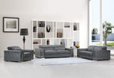 Three Piece Indoor Dark Gray Italian Leather Six Person Seating Set - Homeroots - Flyclothing LLC