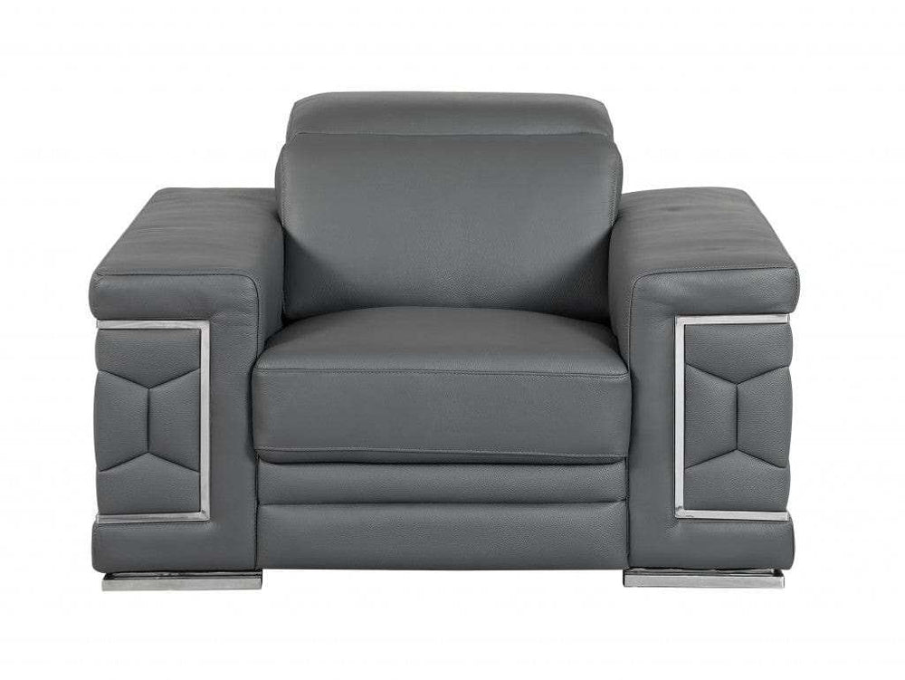Three Piece Indoor Dark Gray Italian Leather Six Person Seating Set - Homeroots - Flyclothing LLC