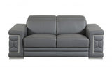 Three Piece Indoor Dark Gray Italian Leather Six Person Seating Set - Homeroots