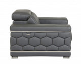 Three Piece Indoor Dark Gray Italian Leather Six Person Seating Set - Homeroots - Flyclothing LLC