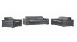 Three Piece Indoor Dark Gray Italian Leather Six Person Seating Set - Homeroots