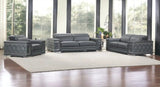 Three Piece Indoor Dark Gray Italian Leather Six Person Seating Set - Homeroots