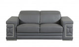 71" Gray And Silver Genuine Leather Love Seat - Homeroots - Flyclothing LLC