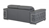 71" Gray And Silver Genuine Leather Love Seat - Homeroots - Flyclothing LLC