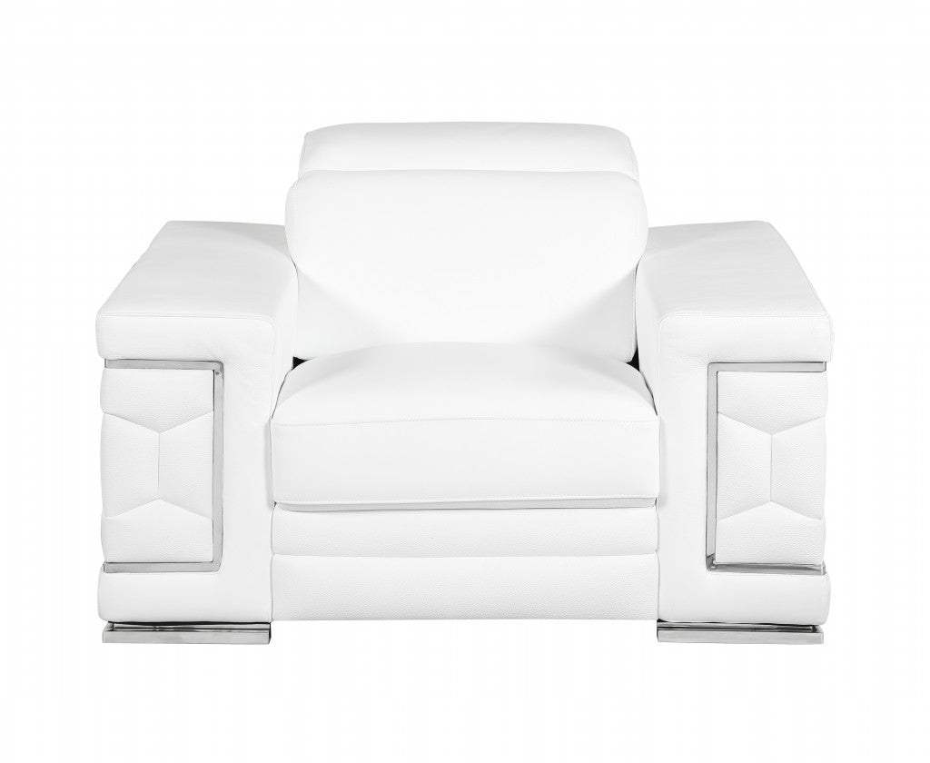 Three Piece Indoor White Italian Leather Six Person Seating Set - Homeroots - Flyclothing LLC