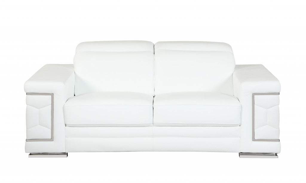 Three Piece Indoor White Italian Leather Six Person Seating Set - Homeroots - Flyclothing LLC
