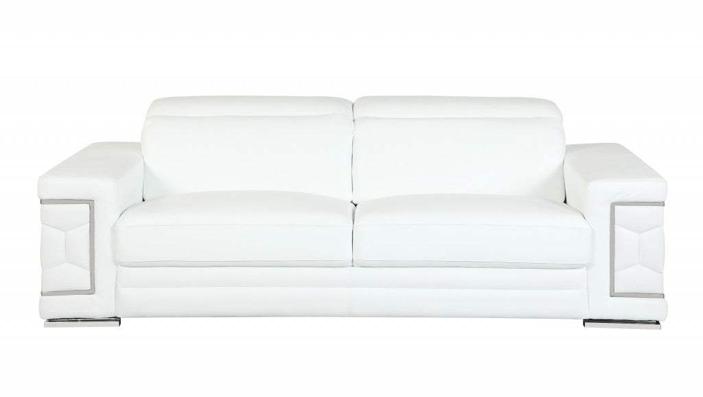 Three Piece Indoor White Italian Leather Six Person Seating Set - Homeroots - Flyclothing LLC