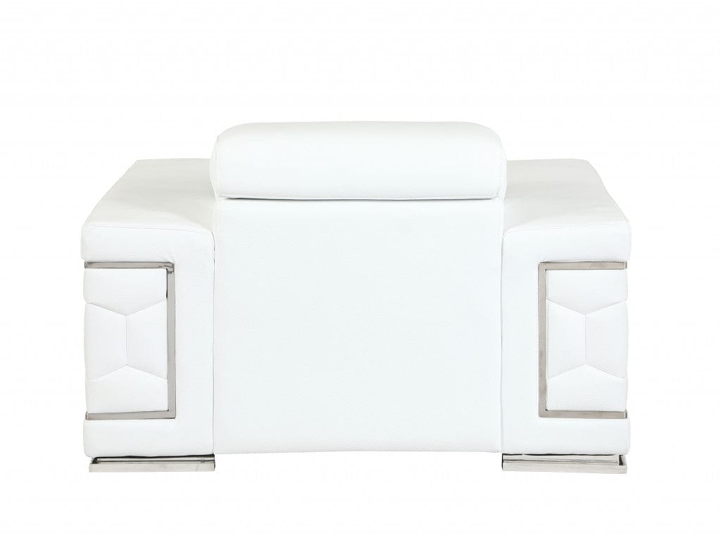 Three Piece Indoor White Italian Leather Six Person Seating Set