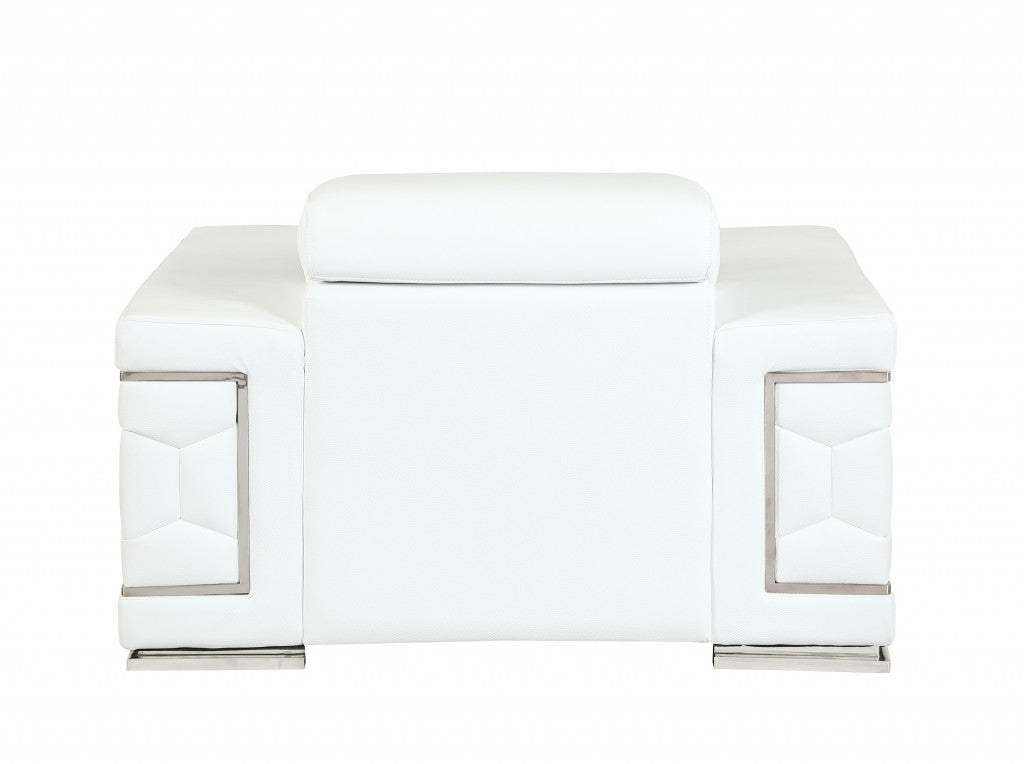 Three Piece Indoor White Italian Leather Six Person Seating Set - Homeroots - Flyclothing LLC