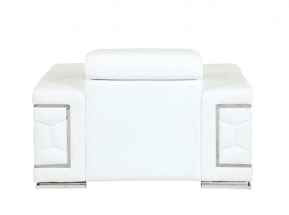 Three Piece Indoor White Italian Leather Six Person Seating Set - Homeroots - Flyclothing LLC