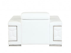 Three Piece Indoor White Italian Leather Six Person Seating Set