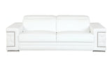 89" White Italian Leather Sofa With Silver Legs - Homeroots - Flyclothing LLC