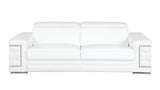 89" White Italian Leather Sofa With Silver Legs - Homeroots