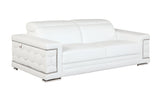 89" White Italian Leather Sofa With Silver Legs - Homeroots