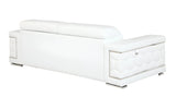 89" White Italian Leather Sofa With Silver Legs - Homeroots